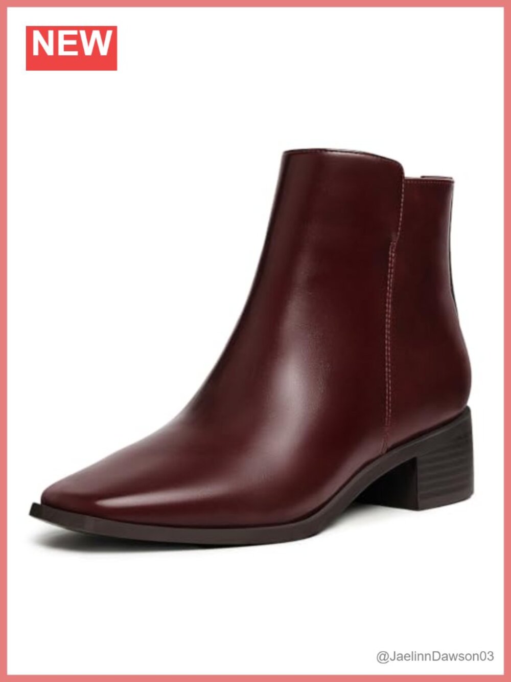 Faux Leather Womens Square Toe Ankle Boots Low Block Heel Side Zip